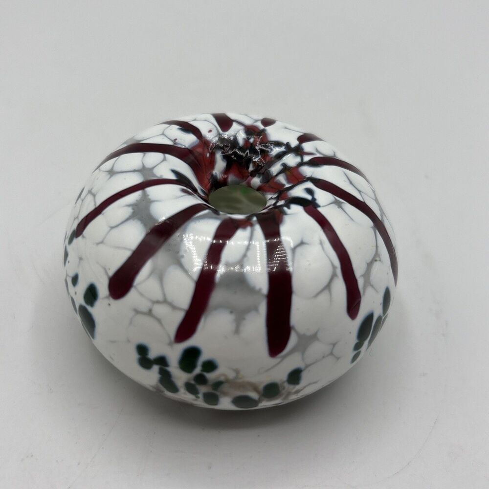 Murano-Style Hand-Blown Glass Doughnut Vase/Paperweight